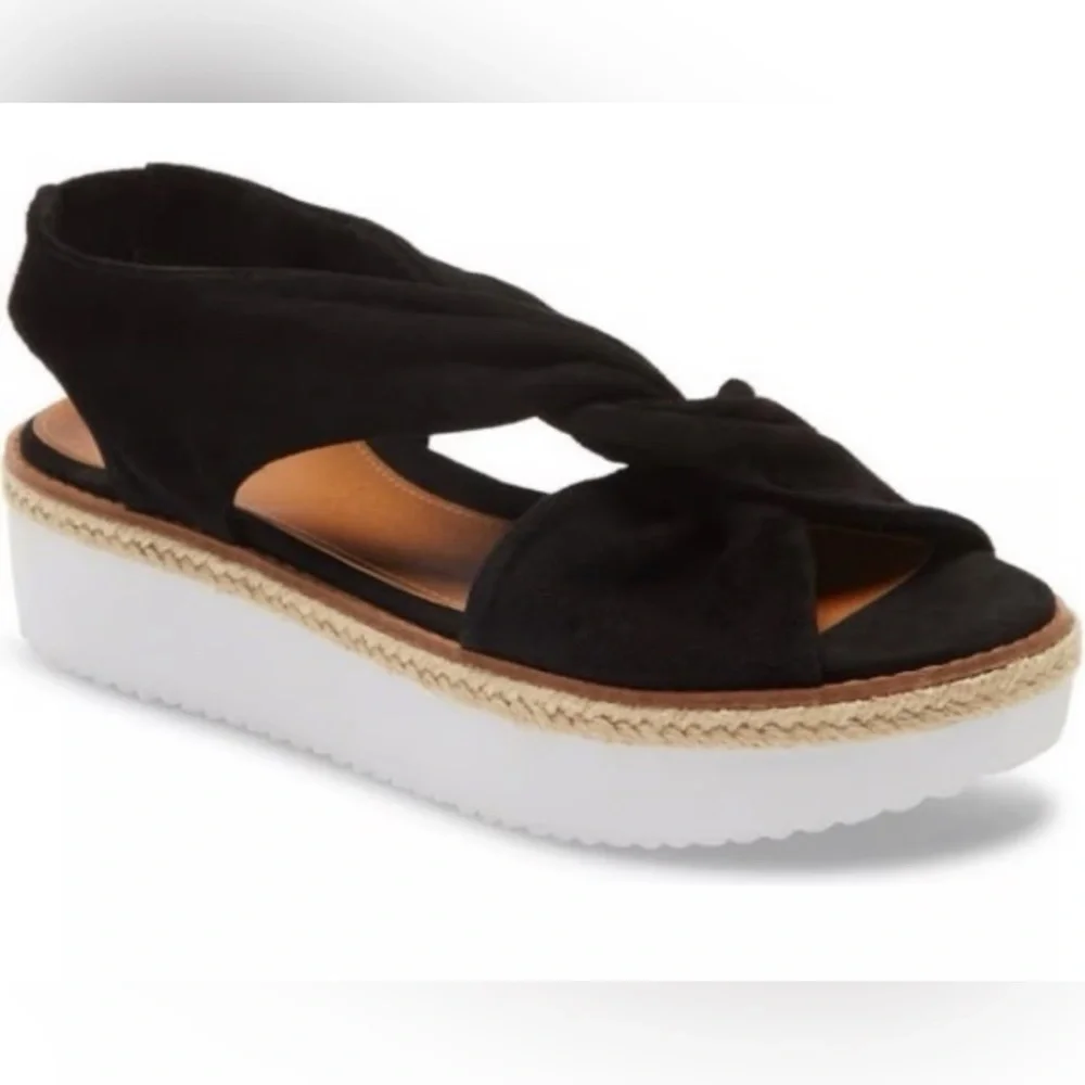 CALSON JOELLE PLATFORM SUEDE LEATHER BLACK SANDAL 7.5